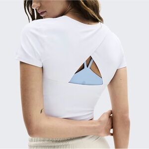 Athleta transcend open back tee white